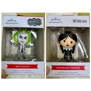 Hallmark Beetlejuice Wednesday Addams Jenna Ortega Christmas Ornament NIB Bundle